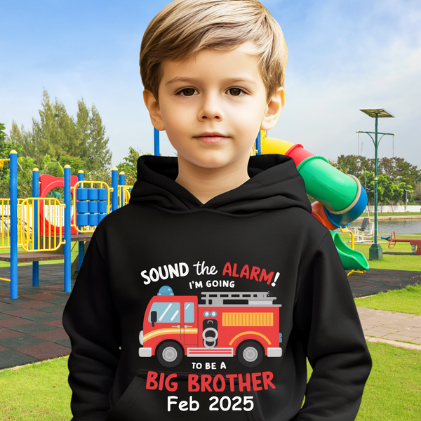 Personalized Big Bro Hoodie, Promoted to Big Brother Toddler Hoodie, Big Bro Reveal Sweater, New Big Brother Fire Truck Hoodie Brother Gift