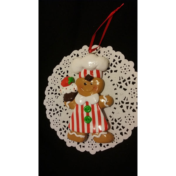 Gigerbread Christmas Ornaments, Gingerbread Christmas Tree Decorations, Red Christmas Ormament - Cake Toppers Boutique