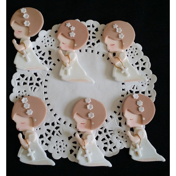 Baptism Favors Baptism Cupcake Topper Communion & Baptism Child with Rosary 12pcs - Cake Toppers Boutique