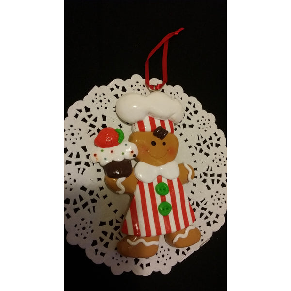 Gigerbread Christmas Ornaments, Gingerbread Christmas Tree Decorations, Red Christmas Ormament - Cake Toppers Boutique