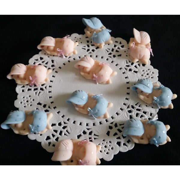 Corsage Babies Figurines Babies in Pink White or Blue Corsage Figurines 12pcs - Cake Toppers Boutique