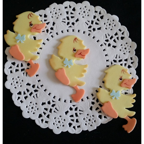 Yellow Ducky Baby Shower, Baby Ducks Corsage Figurines, Yellow Ducks for Cupcakes, Baby Ducks 12pcs - Cake Toppers Boutique