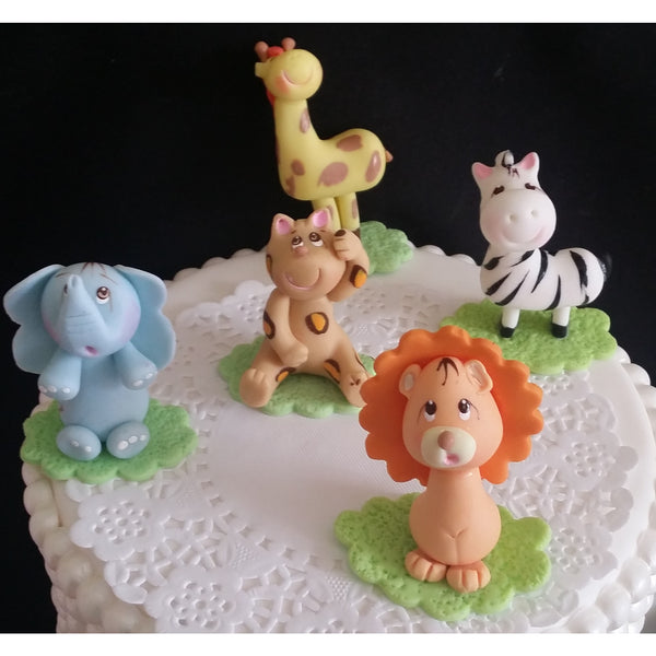 Jungle Safari Cake Toppers Jungle Animals And Palm Cake Decoration Zoo Centerpieces - Cake Toppers Boutique