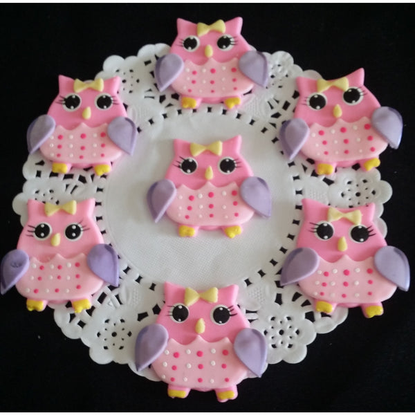 Owls Cupcake Toppers Baby Shower Owls Figurines for Corsages Pink or Blue Owls 12pcs - Cake Toppers Boutique