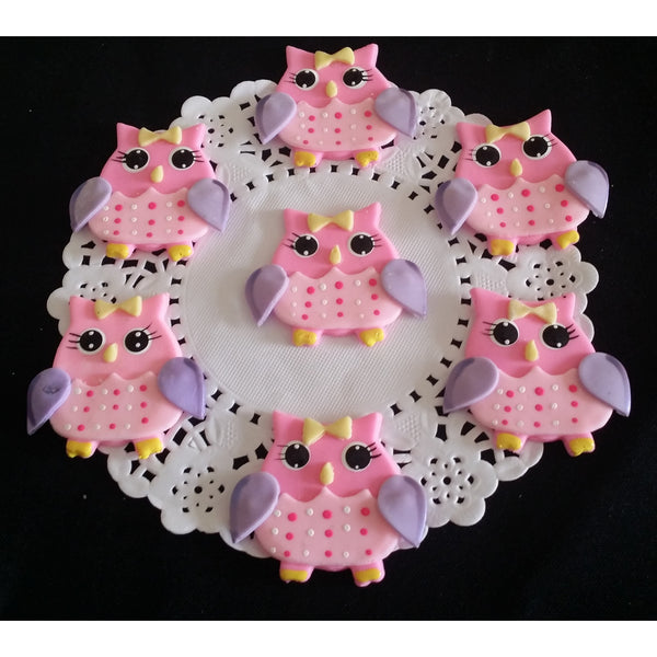 Owls Cupcake Toppers Baby Shower Owls Figurines for Corsages Pink or Blue Owls 12pcs - Cake Toppers Boutique