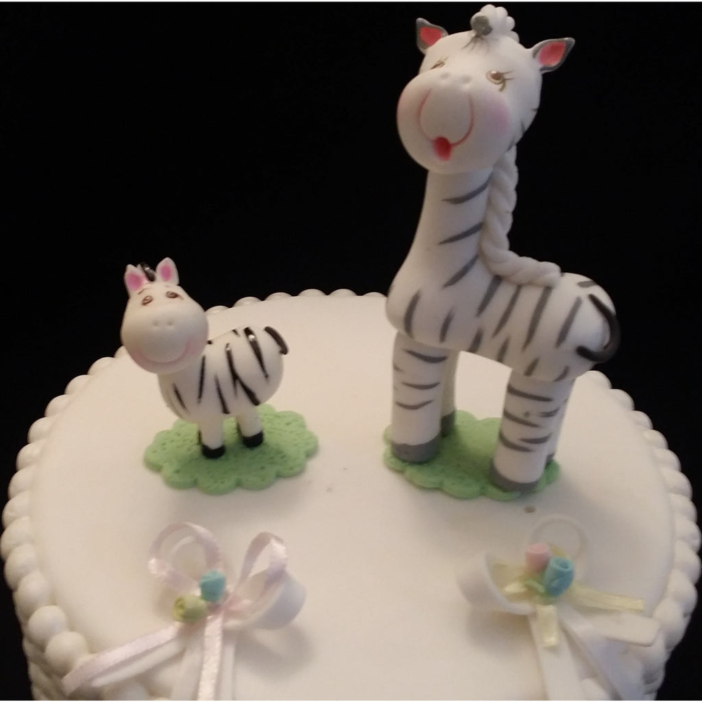 Zebra and Baby Cake Topper Mommy Zebra and Baby Cake Decorations 2pcs - Cake Toppers Boutique