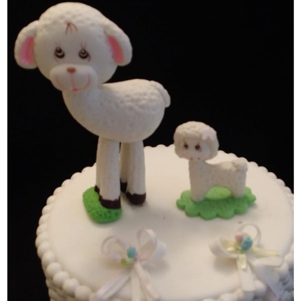 Little Lamb Cake Toppers Mommy and Baby Cake Decorations Baby Shower Little Lamb 2pcs - Cake Toppers Boutique