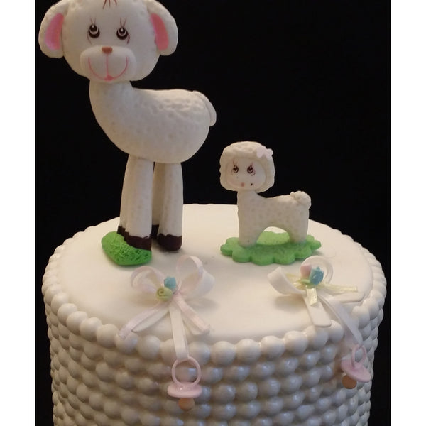 Little Lamb Cake Toppers Mommy and Baby Cake Decorations Baby Shower Little Lamb 2pcs - Cake Toppers Boutique