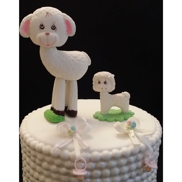 Little Lamb Cake Toppers Mommy and Baby Cake Decorations Baby Shower Little Lamb 2pcs - Cake Toppers Boutique