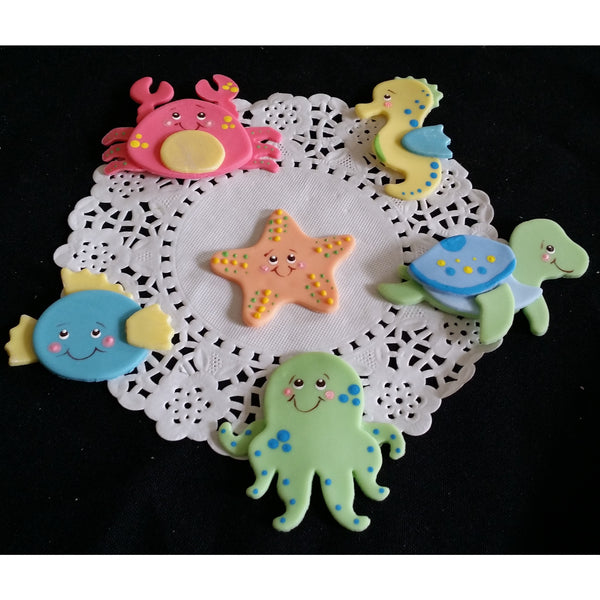 Under the sea Birthday Sea Animals Cake Decoration Nautical Cake & Cupcake Decoration 12pcs - Cake Toppers Boutique