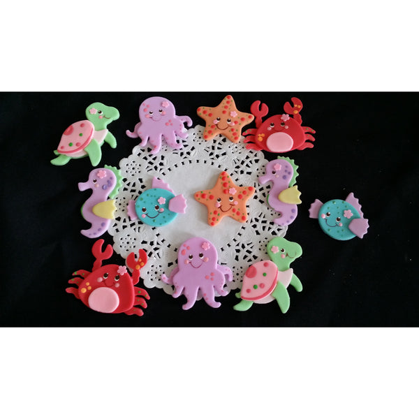 Under the sea Birthday Sea Animals Cake Decoration Nautical Cake & Cupcake Decoration 12pcs - Cake Toppers Boutique