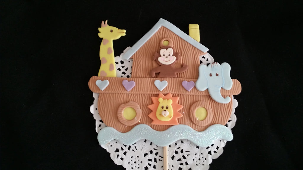 Noah's Ark Birthday Ark Cake Decoration Noah's Ark Centerpiece Picks Ark w Animals Decorations - Cake Toppers Boutique