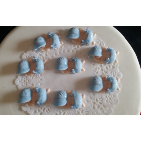Corsage Babies Figurines Babies in Pink White or Blue Corsage Figurines 12pcs - Cake Toppers Boutique