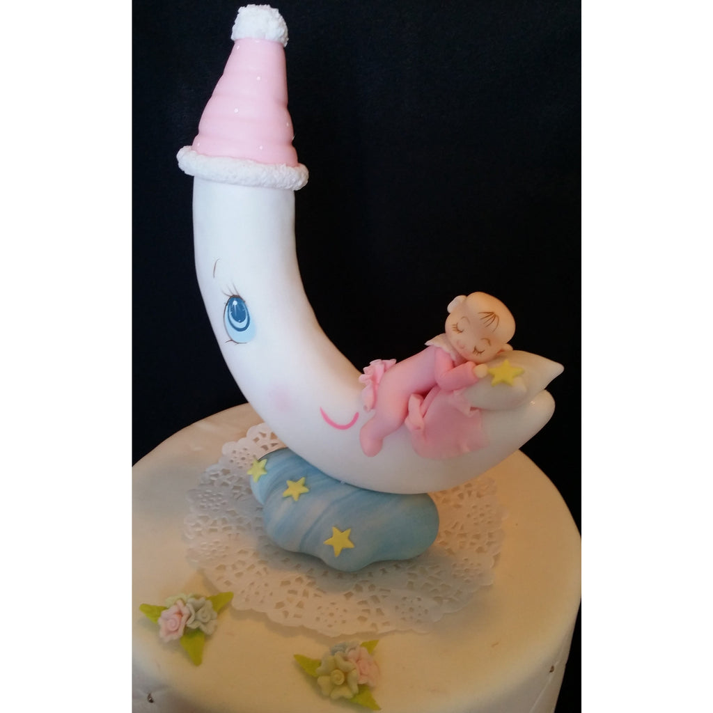 Baby Sleeping on the Moon Cake Topper, Twinkle Twinkle Little Star Bab C T B Baby Sleeping on the Moon Cake Topper, Twinkle Twinkle Little Star Bab C T B