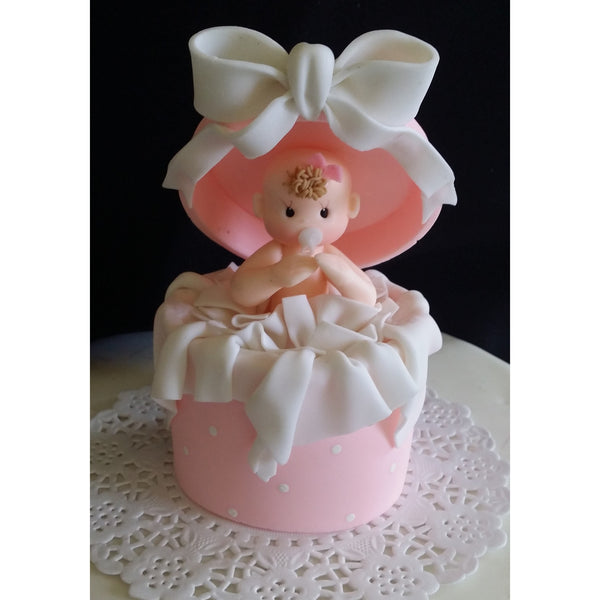 Baby Shower Cake Topper Baby in a Surprise Box Pink or Blue Cake Decorations - Cake Toppers Boutique