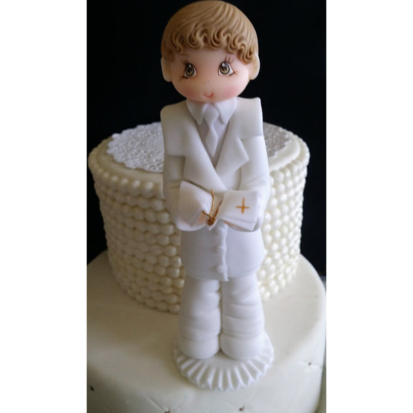Boy or Girl First Communion or Baptism Cake Topper Childrens Dressed in White Gown Keepsake - Cake Toppers Boutique