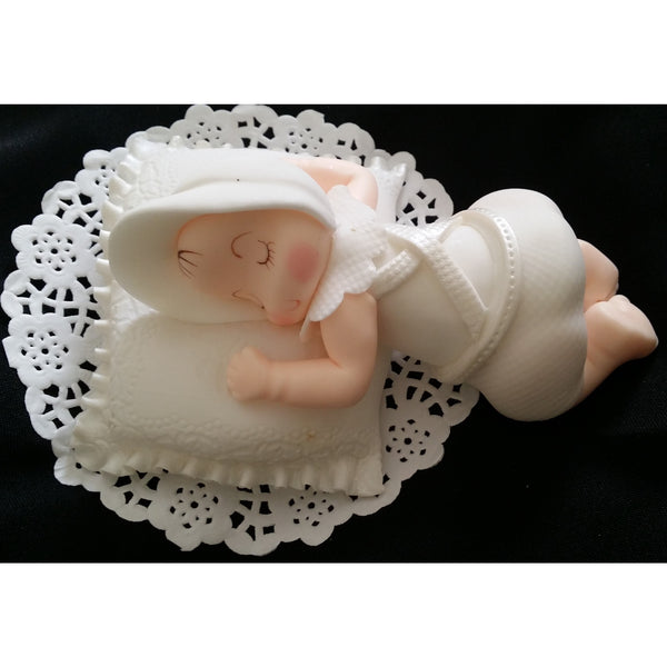 Slepping Baby Baptism Cake Topper Boy Girl Christening Cake Decoration - Cake Toppers Boutique