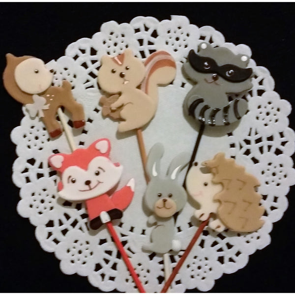 Forest Birthday Decoration Woodland Baby Animals Woodland Cupcake Toppers 12pcs - Cake Toppers Boutique