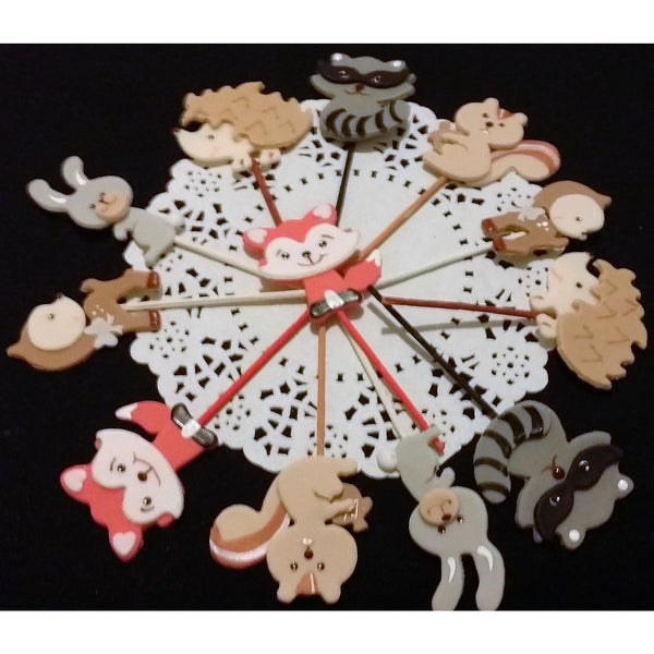 Forest Birthday Decoration Woodland Baby Animals Woodland Cupcake Toppers 12pcs - Cake Toppers Boutique