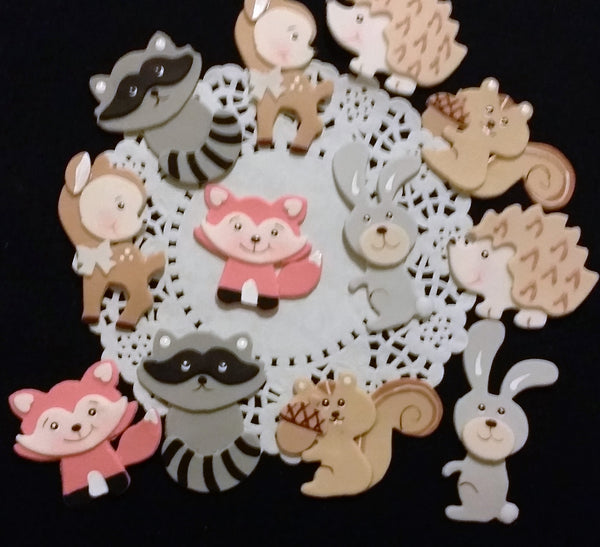 Woodland Cake Decorations, Woodland Birthday, Woodland Baby Shower, Forest Birthday Theme 12pcs - Cake Toppers Boutique