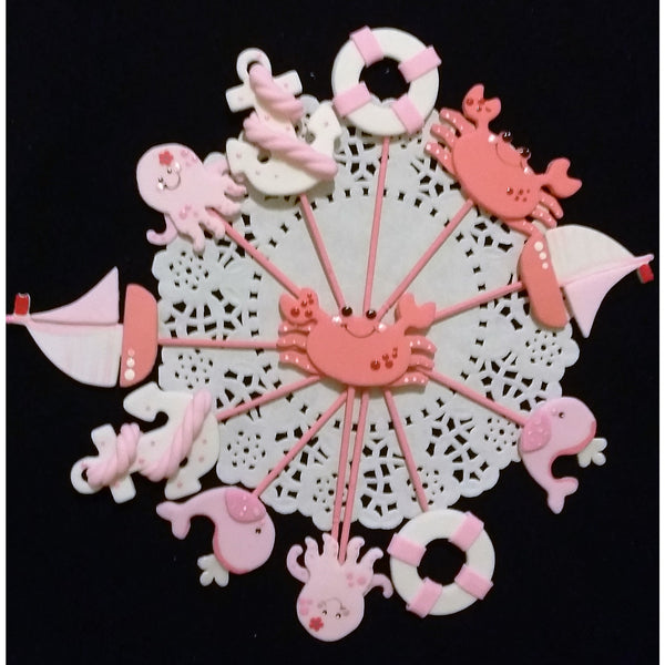 Nautical Cupcake Toppers Sailor Birthday Decoration Nautical Picks in Pink or Blue 12pcs - Cake Toppers Boutique