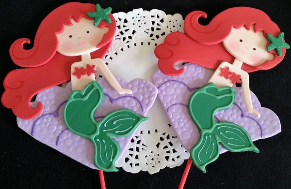Mermaid Cake Toppers, Mermaid Baby Shower, Mermaid Birthday Decorations Mermaid Centerpiece Picks - Cake Toppers Boutique