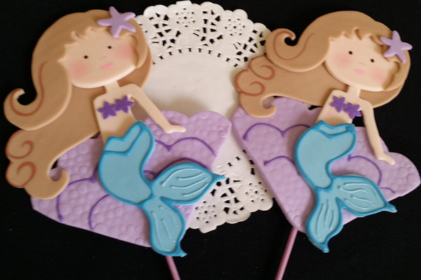 Mermaid Cake Toppers, Mermaid Baby Shower, Mermaid Birthday Decorations Mermaid Centerpiece Picks - Cake Toppers Boutique