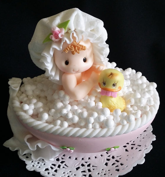Baby Girl Baby Shower Pink Baby Shower Baby on Bath Tub Baby Boy or Girl Cake Topper - Cake Toppers Boutique