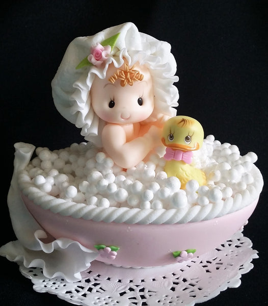 Baby Girl Baby Shower Pink Baby Shower Baby on Bath Tub Baby Boy or Girl Cake Topper - Cake Toppers Boutique