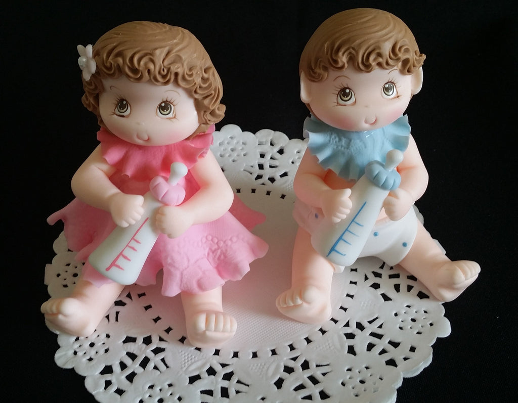 thumbnail image 2 of Rose Gold Glitter Twin Girls Cake Topper - Twin Baby Spain 2 of 13