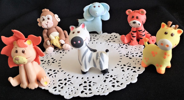 Animals Set Safari Cake Topper Jungle Baby Shower Cake Toppers Baby Animals - C T B
