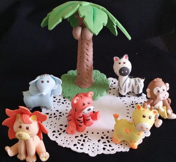 Animals Set Safari Cake Topper Jungle Baby Shower Cake Toppers Baby Animals - C T B