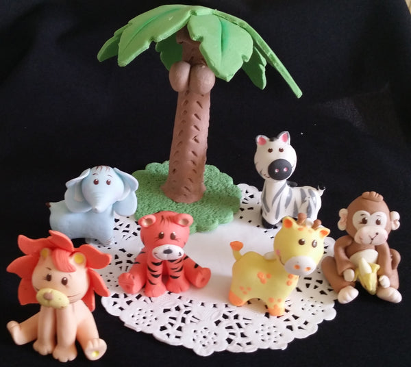 Animals Set Safari Cake Topper Jungle Baby Shower Cake Toppers Baby Animals - C T B
