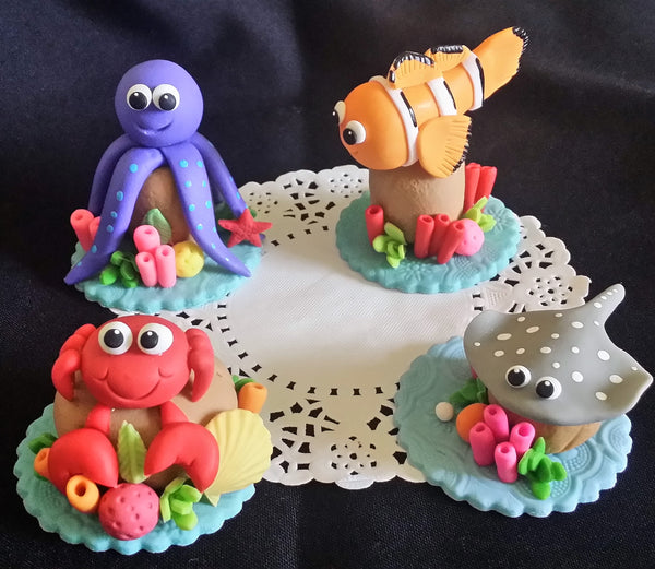 Sea Creatures Cake Decorations Under the sea Cake Topper Under the Sea Animals Cake Toppers 6pcs - Cake Toppers Boutique