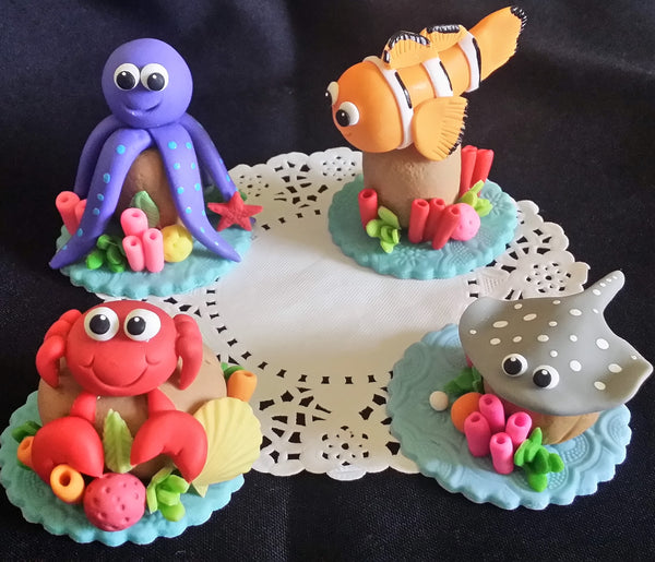 Sea Creatures Cake Decorations Under the sea Cake Topper Under the Sea Animals Cake Toppers 6pcs - Cake Toppers Boutique