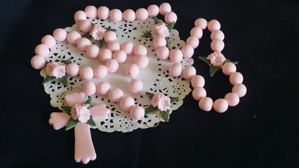 First Communion and Baptism Cake Topper Rosary Cake Topper in White Pink or Blue - Cake Toppers Boutique