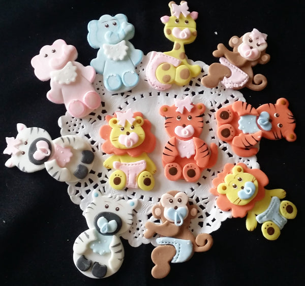Baby Animals Decoration Zoo Animals Figurines For Jungle and Safari Decorations 12 pcs - Cake Toppers Boutique