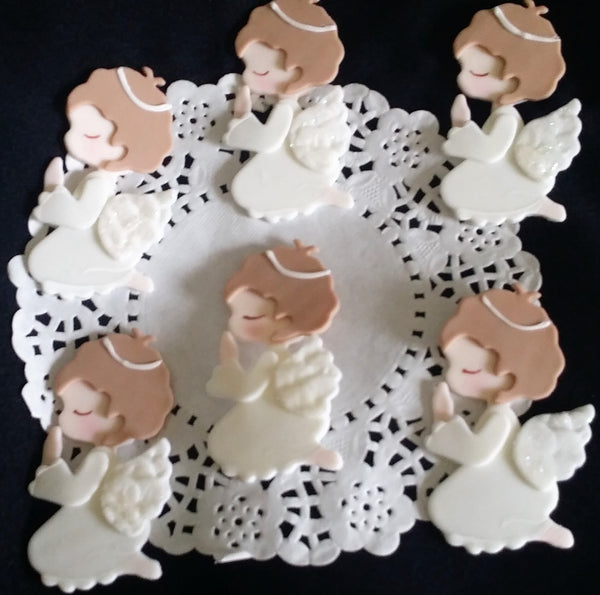 Girls Baptism Cupcake Toppers First Communions Angels Decoration - Cake Toppers Boutique