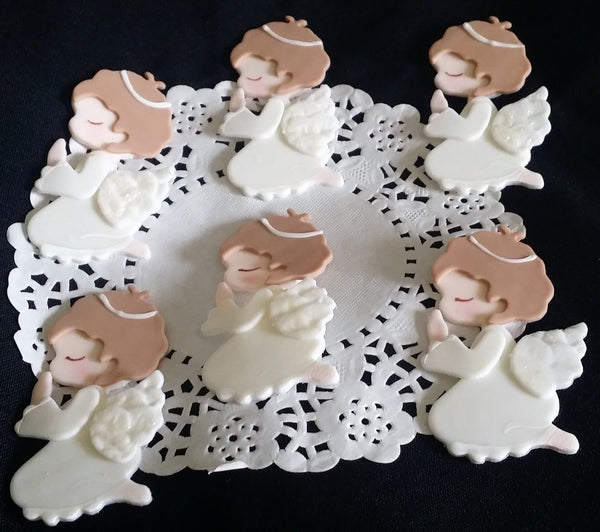 Girls Baptism Cupcake Toppers First Communions Angels Decoration - Cake Toppers Boutique