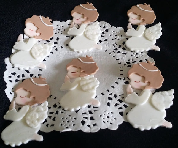 Girls Baptism Cupcake Toppers First Communions Angels Decoration - Cake Toppers Boutique