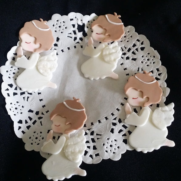 Girls Baptism Cupcake Toppers First Communions Angels Decoration - Cake Toppers Boutique