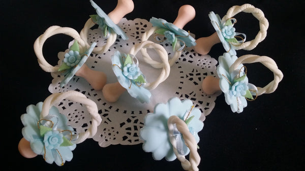 Pacifier Necklace Baby Shower Favors Baby Shower Necklaces in Blue or Pink  12pcs - Cake Toppers Boutique