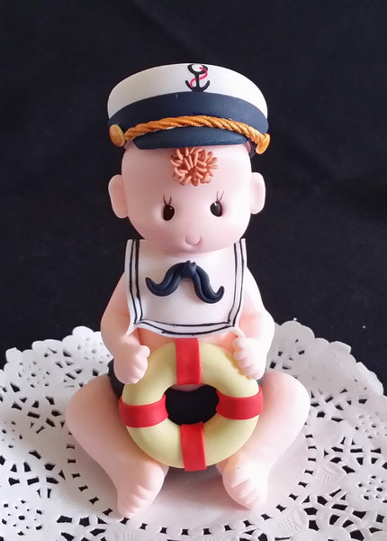 Nautical Party Decoration Baby Shower Sailor Cake Topper Nautical Red Blue White - Cake Toppers Boutique