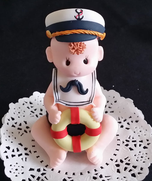 Nautical Party Decoration Baby Shower Sailor Cake Topper Nautical Red Blue White - Cake Toppers Boutique