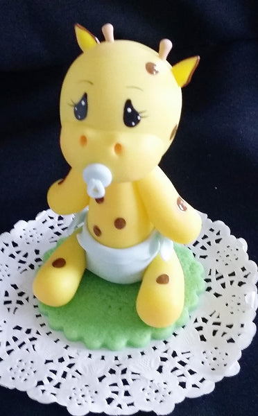 Baby Giraffe with Diaper and Picifier in Blue or Pink Giraffe Cake Decoration Baby Giraffe - Cake Toppers Boutique