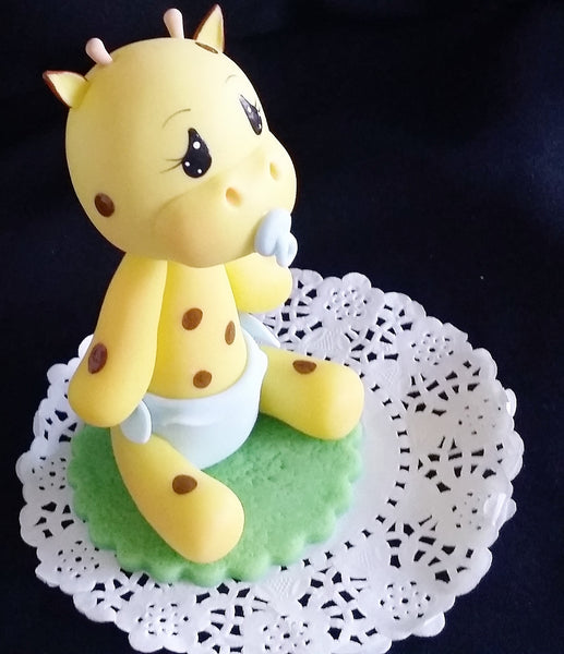 Baby Giraffe with Diaper and Picifier in Blue or Pink Giraffe Cake Decoration Baby Giraffe - Cake Toppers Boutique