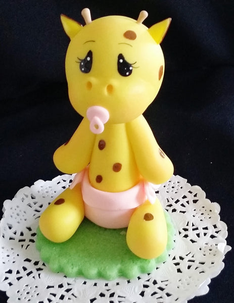 Baby Giraffe with Diaper and Picifier in Blue or Pink Giraffe Cake Decoration Baby Giraffe - Cake Toppers Boutique