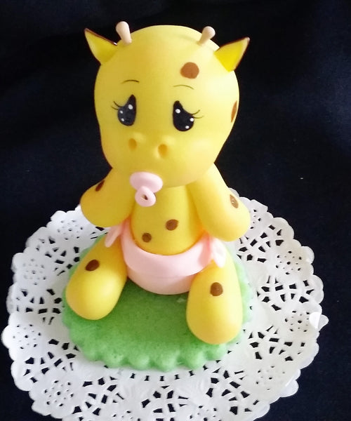 Baby Giraffe with Diaper and Picifier in Blue or Pink Giraffe Cake Decoration Baby Giraffe - Cake Toppers Boutique