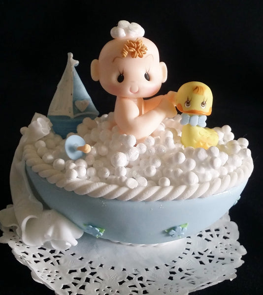Baby Girl Baby Shower Pink Baby Shower Baby on Bath Tub Baby Boy or Girl Cake Topper - Cake Toppers Boutique
