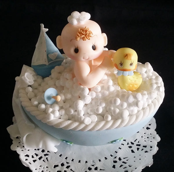 Baby Girl Baby Shower Pink Baby Shower Baby on Bath Tub Baby Boy or Girl Cake Topper - Cake Toppers Boutique